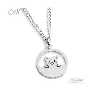 클루아조네코리아 키즈 은목걸이 스터링실버 아기곰 각인가능 CeK Kids 8174KN