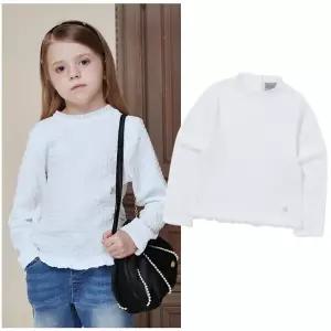 빈2 BA12BL01WT 아동 여아 화이트 밑단 프릴 티 블라우스 초등 2026년 봄