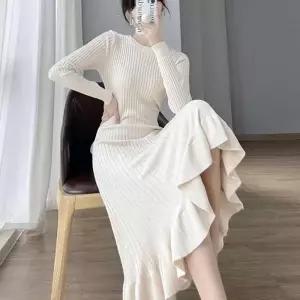 [다잇템] 여자 롱 FW 포근한 스웨터 슬림 골지 원피스