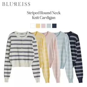 [블루레이스] 파스텔 줄지 라운드 가디건_B6S1KC4541