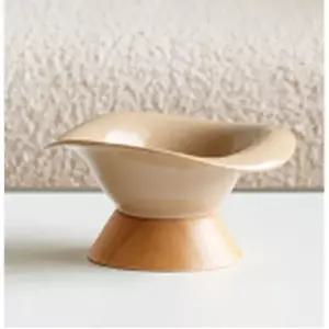 [골드스마일]고양이 밥그릇 우드 받침대 낮은형 식기 1P 식사 보울