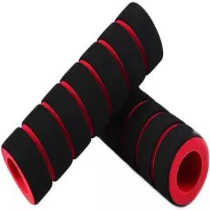 자전거 및 오토바이용 빨간색 논슬립 폼 핸들바 그립 1쌍 - 로드 레이싱 브레이크 레버 보호용 부드럽고