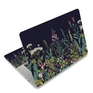 새로운 넉넉한 노트북 스킨 스티커, 13.3 14 15 15.4 15.6인치 스킨, 유니버설 비닐 데칼, 방진 스크래치 방지 재사용 가능한 커버 프로텍터, 무료 손목 패드 2개 포함 (검은색 배경의 꽃)