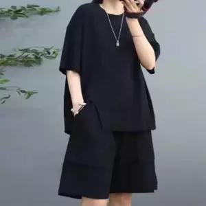 여자 트임 편한 데일리 여름 반팔 반바지 츄리닝 세트 WF0DB5D