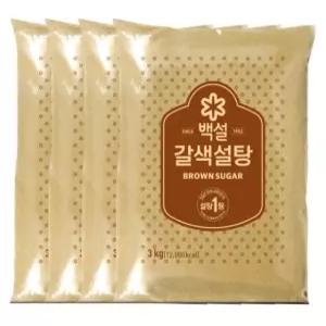 CJ 백설 갈색 설탕 식자재 업소용 대용량설탕 3kg 4봉
