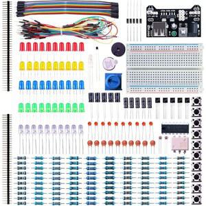 브레드보드 케이블 저항기, 커패시터, LED, 전위차계가 포함된 E 전자 펀 키트 번들 총 235개 품목 아두이노용