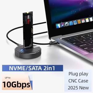 TISHRIC 10Gbps SSD NVME M2 하드 드라이브 도킹 스테이션 Sata 2230 2242 디스크 듀얼 프로토콜