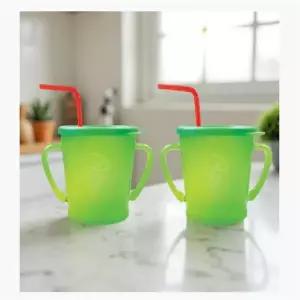 세척 편한 빨대컵 식품용 실리콘 양손컵 불컵 물병 300ml 1+1