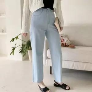 여름청바지 데일리룩뒷밴딩 와이드쿨링데님 뒷밴딩 통바지 배기핏 중청 루즈