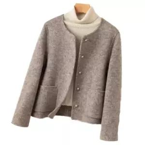 여성 코트 하프코트 노카라반코트 핸드메이드 숏코트 라이트커피 S 45.0-52.5kg