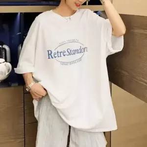 그래픽프린트루즈실루엣 여성용 썸머 반소매 탑 드레스셔츠 밝은색 하프슬리브 티 베스트