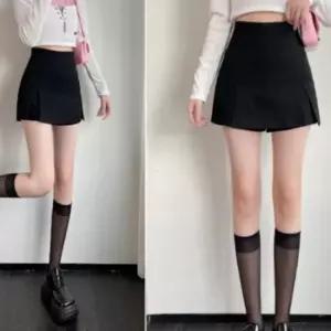 페이크소재 플레어스커트 엘라스틱 쇼츠 스커트 모던트라우저 치마스판 숏팬츠