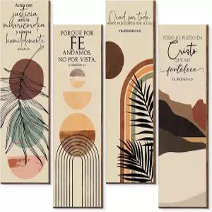 퀴케이 4개 성경 구절 벽 예술 목사 선물 크리스티안 보호 장식 걸이 간판 종교적 나무 영감 기도 명판