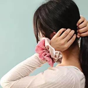 [하프클럽/]헤어곱창밴드 핑크 헤어악세사리 머리끈 당고머리밴드