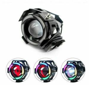 바이크 오토바이 LED 헤드라이트 U7 모토 스쿠터 안개등 엔젤 데빌 아이 외부 점멸 경고등 12V