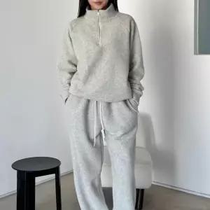 고퀄 양털 플리스 아노락 맨투맨 겨울 여자 트레이닝 세트