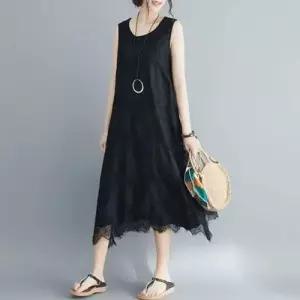 데일리룩 롱원피스 레이스 2컬러 나시원피스 나 WFLMSKF