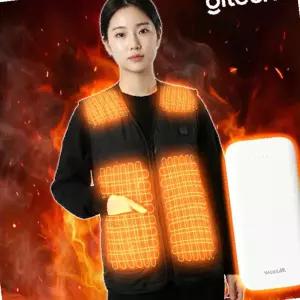USB 7발열패드 열선조끼 조끼 배터리 온열 온도조절 디테크 보온 3단 2버튼 V넥 포함 발열
