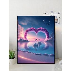 보랏빛 밤 백조 다이아몬드 비즈 보석십자수