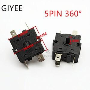 전기 룸 히터 3 위치 2 핀 5 로터리 선택기 AC 250V 16A 360도 회전