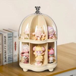 수집품용 투명 아크릴 디스플레이 케이스, 360 회전 2겹 취미 피규어 케이스 박스, 베이스, 펀코 팝, 팝 마트, 라부부, 아미보 및 모델용 선반