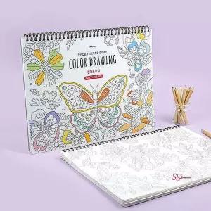 핑크풋 컬러링북 쉬운버전 컬러드로잉 힐링 스프링yza796