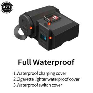 오토바이 바이크 시거잭 방수 장치 충전기 디지털 멀티 자동차 스위치 12V 공급 전원 USB 디스플레이 소켓 어댑터