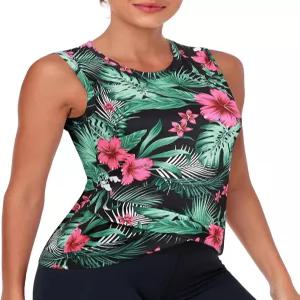 루라니 여성용 운동용 탱크 탑 퀵 드라이 선 프로텍션 요가 짐 크롭 민소매 셔츠