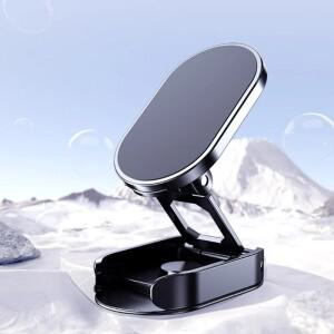 자석식 접이식 차량용 네비게이션 홀더 720 ° 회전식 핸드폰 거치대 스마트 호환폰 대시보드용 스탠드