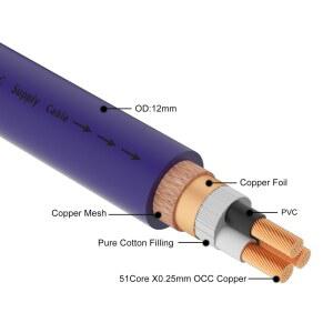 영상선 Preffair D523 OCC 구리 HiFi 오디오 전원 케이블 DIY 코드 비디오 공급 라인 용 대용량