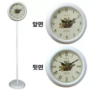 GB6052 무소음 양면 스탠드시계 화이트과일 메탈 한국 W015644