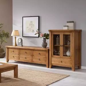 [마루엔개비] 우리목 2단 서랍거실장세트 2PC 원목 TV장