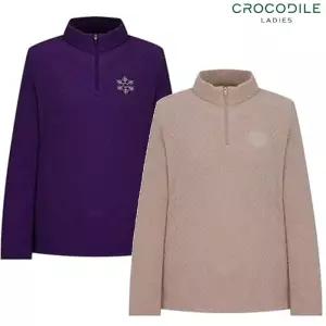 [크로커다일레이디](CLEWTS214) 기하학 자가드 반집업 티셔츠_GN