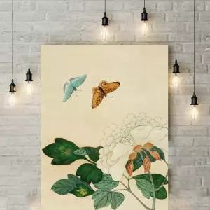 럭키차밍 목단꽃 모란꽃 목단 모란 그림 빈티지 일러스트 포스터 목단화 모란도 민화 액자 개업선물