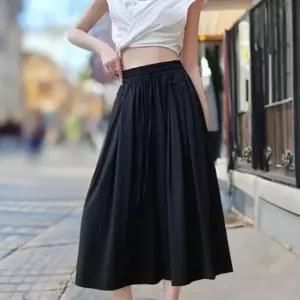 여자 여름 큐롯팬츠 8부 밴딩 롱 치마바지 와이드팬츠