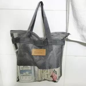 ( )메쉬 물빠짐 목욕바구니 포켓 기숙사 목욕가방 그레이