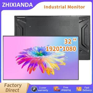 32 인치 1920x1080 금속 케이스 산업용 모니터 원격 제어 기능 DVI VGA HDMI USB 인터페이스가있는 LCD 디
