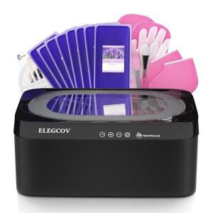 손과 발을 위한 엘레그코브 파라핀 왁스 머신, 리필 8팩 포함 4500ml 워머, 욕조 예약용 정밀 온도 제어, 빠른 멜트다운, 블랙