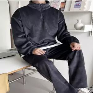 남자 골덴 운동복 트레이닝복 트레이닝 팬츠 바지 반집업 기모 와이드 츄리닝 세트 맨투맨 겨울