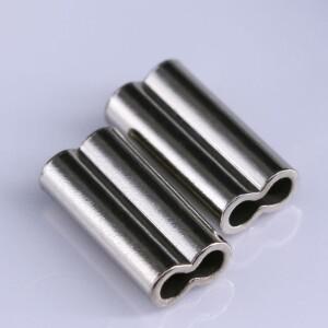 50개 황동 이중 타원형 낚싯줄 크림핑 튜브 와이어 크림프 커넥터 카본 낚시 슬리브 액세서리