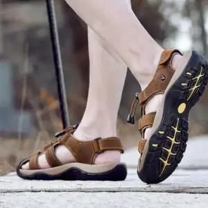 가죽 남자 트레킹 샌달 스포츠 스트랩 등산 샌들 4컬러 트레킹샌달