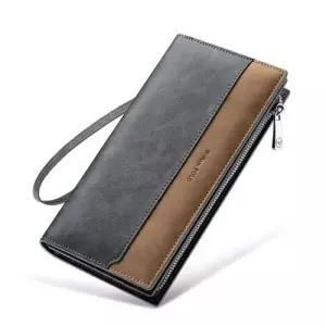 극세사 남성용 블루 브라운 장지갑 윌리엄폴로 배색 WFLNX88