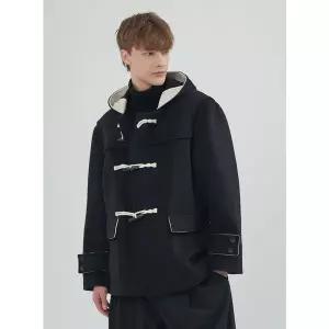 울 블렌드 더플 숏코트_블랙