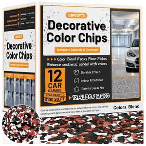 블렌드 장식용 컬러 칩, 화이트, 내부 바닥 플레이크 칩 12.4파운드) 칩(레드, 스톤 집 페인트 3-5MM 에폭시 - 및 페인트용 카펫 블랙, 차고 벽 외부