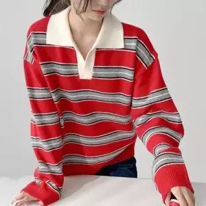 [다잇템] 여성 오픈넥 콘트라스트 빅사이즈 빨간 단가라 티셔츠