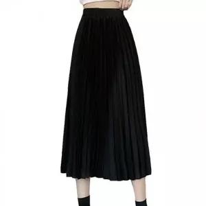 여성주름치마 롱스커트 신상 여자 A라인 주름롱스커트 밴딩 롱치마 사무실 정장 하객룩