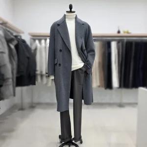 [레노마 옴므]24FW 오버핏 모 캐시미어 혼방 핸드메이드 더블코트 RQLMBH65 그레이M05