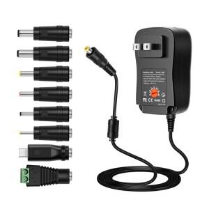 AEE8-DC 3V 4.5V 5V 6V 9V 12V 30W 어댑터 미국형 조절 가능 전원 USB 2.1A 범용 충전기 스위치 공급 장치