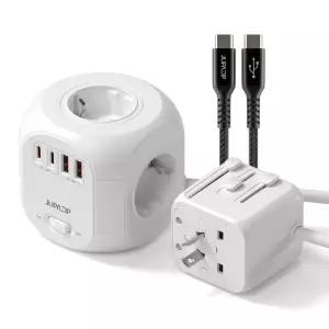 [여행 set] 주파집 여행용 멀티탭 어댑터 AD500 + 60W 2.0 케이블 1.2m