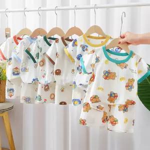 키즈 반팔 반바지 상하세트 여름용 실내복 통기성 홈웨어 활동복